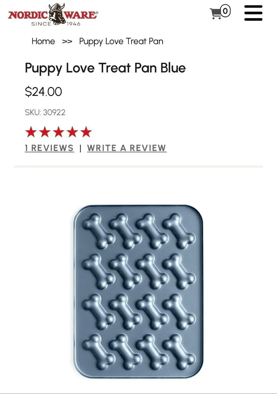 Puppy Love Nordic Ware baking sheet dog bone treats - makes 16